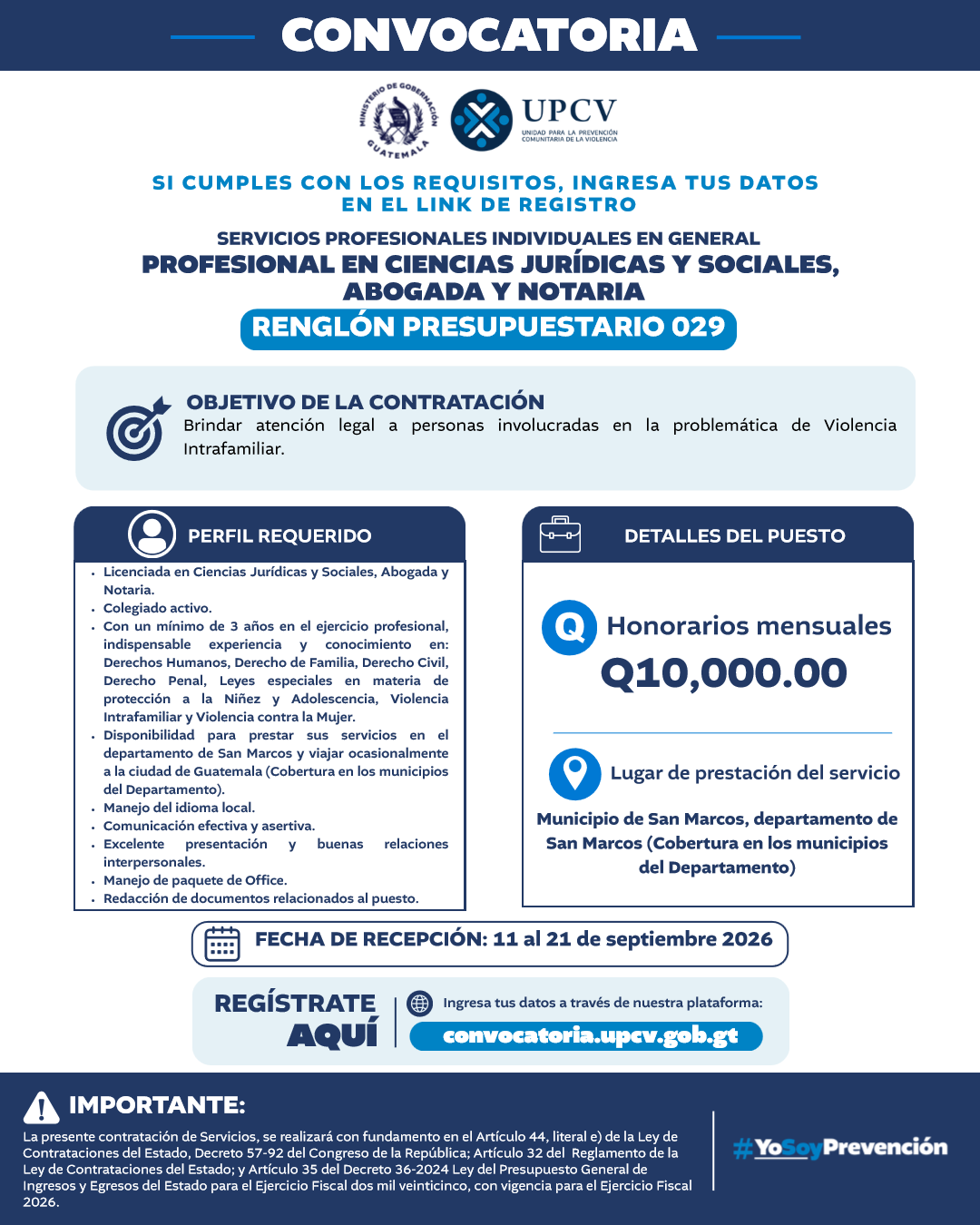 Profesional en Ciencias Jurídicas y Sociales, Abogada y Notaria - San Marcos, San Marcos